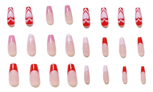 24 Piezas De Uñas Postizas A Presión Para Mujeres Y