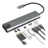 Hub Adaptador Usb C 8 En 1 - Macbook, Windows, Ethernet