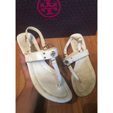 Padrisimos Zapatos Sandalias Tory Burch Piel Blanca Original