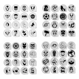 Stencil Personagens Infantis Kit (2) 64 Moldes 7x7cm