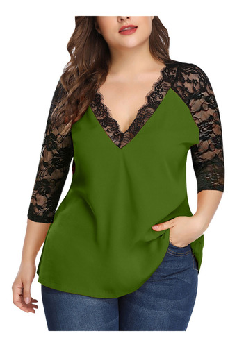 Tops De Mujer De Talla Grande 8k De Manga Larga Con Cuello E