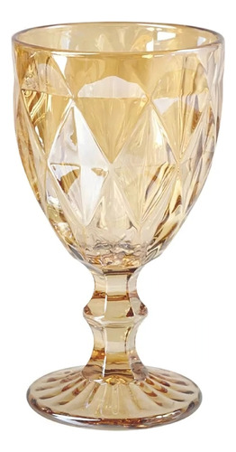 Set X6 Copas De Vidrio Diamond Transparente Y Dorado 350ml