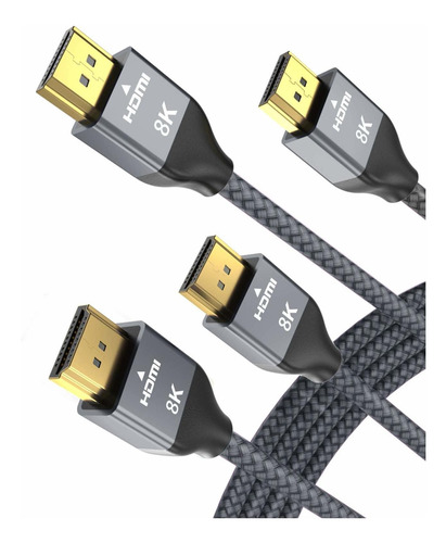 2 Cables Hdmi 2.1 8k Certificado 1mt Hdcp 2.3 Basesailor -4f