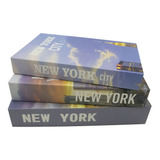 Conjunto 3 Livros Decorativos Fake London Paris New York