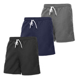 3 Bermudas Lisas Com Amarração Shorts Academia Treino Praia