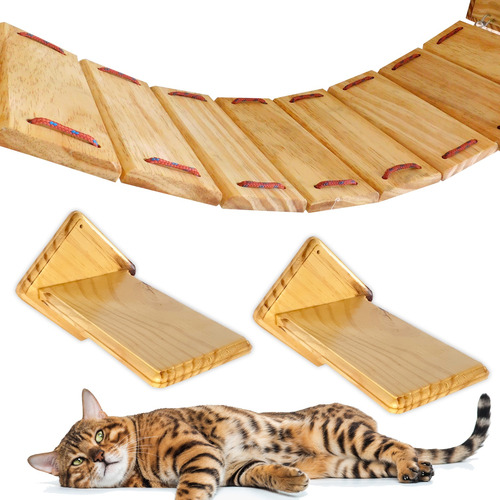 Playground Para Gato - Ponte Fixa 2 Degraus - Madeira Pinus