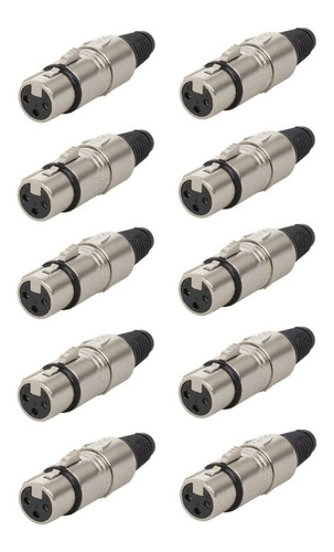 Pack X 10 Ficha Conector Canon Xlr Hembra A Cable Proel