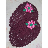 Conjunto Tapete Oval Crochê 