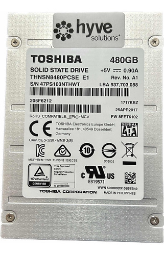 Ssd Disco Duro Estado Sólido Toshiba 480 Gb Thnsn8480pcse