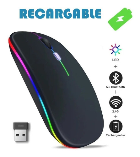 Mouse Ratón Silencioso Recargable 2.4g Portátil Inalámbrica