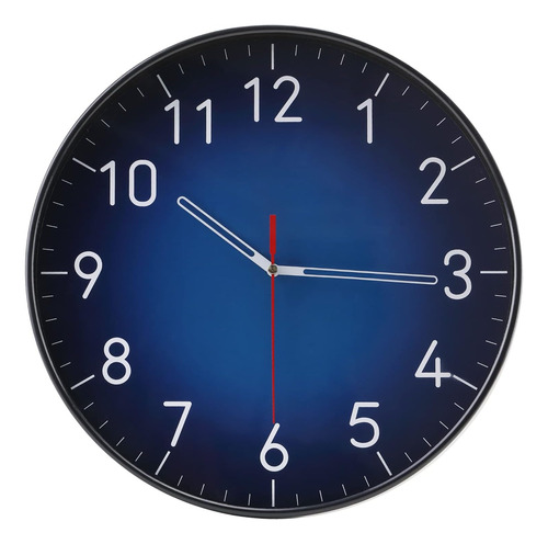 Reloj De Pared Azul De 12 Pulgadas, Moderno, Redondo, Silenc