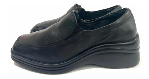 Zapato Taco Chino De Cuero Marca Vía Uno N*36 Negro Usado