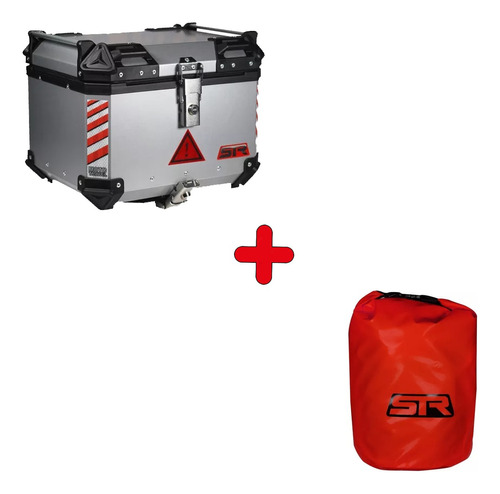 Top Case Cajuela 45l Aluminio C/base + Regalo Dry Bag Roja