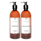 Kit Banheiro Frasco Âmbar Shampoo Condicionador White 500ml