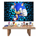 Sonic - Kit Display 8 De Mesa + Painel Decorativo