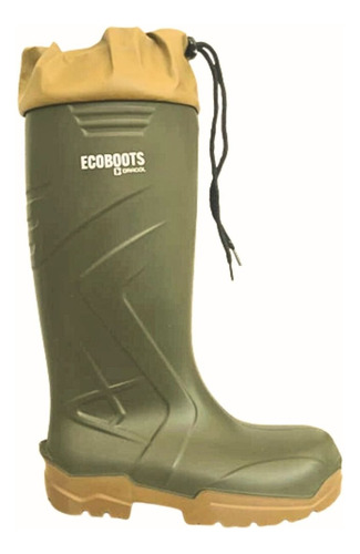 Bota Ecoboots Bracol Pu  Verde/bege Cano Longo Com Polaina