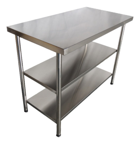 Mesa  Aço Inox 2 Prateleiras Lisas Industrial