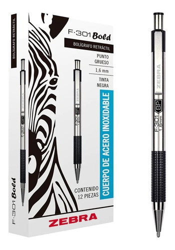 Caja De 12 Plumas Bold Punto Extra Grueso 1.6mm Zebra F 301