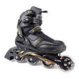 Patines Profesionales En Linea Blazer Negro Con Dorado 