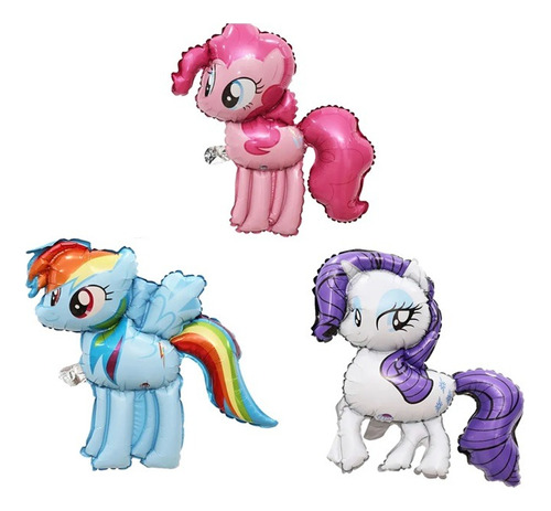 Packs 3 Globos My Little Pony Metalizadas Grandes 55cm