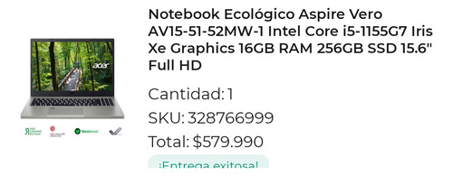 Notebook Acer Para Desarme (problemas Con Placa Madre)