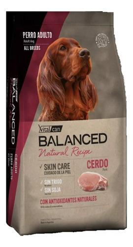 Alimento Vitalcan Balanced Natural Recipe Cerdo/arroz 15kg