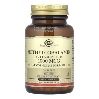 Solgar Vitamina B12 Metilcobalamina 1000mcg 60 Tabletas Vegana Sin Gluten Sin Sabor | Envío gratis