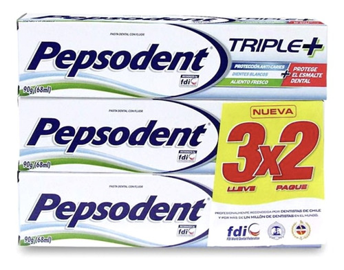 Pack Pasta Dental Pepsodent Triple+ X3
