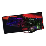 Kit Gamer 3 En 1 Teclado, Mouse 6 Botones Mousepad Xl 70x30