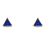 Aros Mini Triángulos Lapislázuli Plata Fina 925