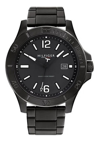 Reloj Tommy Hilfiger Para Hombre De Acero 1791996 Ss Color De La Malla Negro Color Del Bisel Negro Color Del Fondo Negro