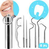 Set 8 Herramientas Para Cuidado Dental Limpieza Con Estuche