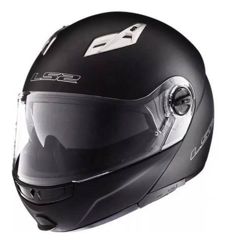 Casco Rebatible Ls2 370 Doble Visor Negro Liso Top Rac Cuo