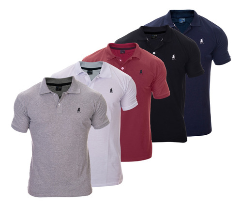 Kit Com 5 Camisas Gola Polo Masculina Piquet De Algodão