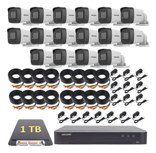 Kit Video Vigilancia 16 Cámaras 4k 8 Mp 1 Tb Dvr 16 Canales