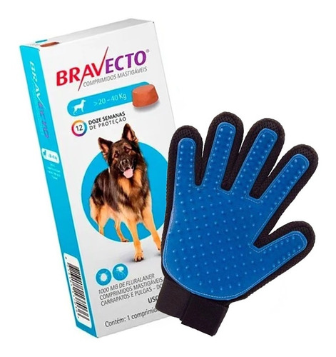 Bravecto Comprimido Para Cães De 20 A 40kg + 1 Luva