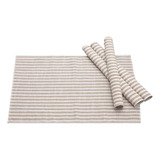 Juego De 4 Manteles Individuales De Mesa A Rayas Beige, Mant