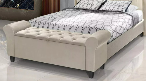 Recamier Baú Sara 150cm P Cama Queen Captone Reforçado