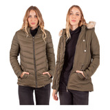 Campera Mujer Reversible Inflada Con Peluchito Abrigada