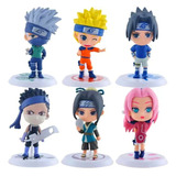 Kit 6 Boneco  Naruto- Kakashi- Sakura- Zabuza- Haku- Sasuke 