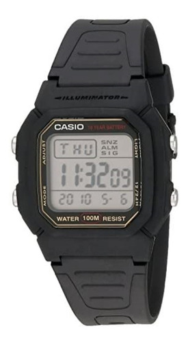 Reloj Casio Digital Deportivo Sumergible Alarma Crono W800 Color De La Malla Negro Color Del Bisel Negro Color Del Fondo Negro