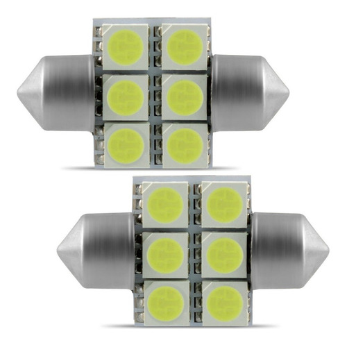 Par Lâmpada Torpedo 31mm 6 Leds 1,5w Luz Placa E Teto Branca