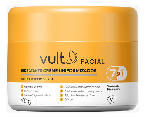 Creme Hidratante Facial Uniformizador Vitamina C 100g Vult