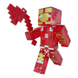 Figura Juguete Muñeco Minecraft Ironman Hacha 14cm Con Luz