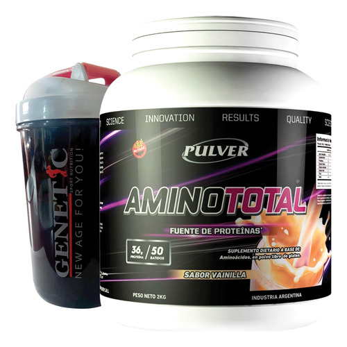 9 Aminoacidos Esenciales Amino Total 2kg Vaso Shaker Genetic