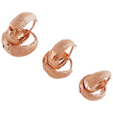 Trio De Brinco Com 3 Pares Banhado Ouro Rose Fecho Click