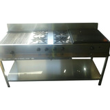 Estufa Industrial 4 Quemadores Plancha Y Asador 1.7m