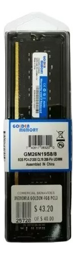 Memoria Pc Ddr4 4gb Golden Memory Gm26n19s8/4