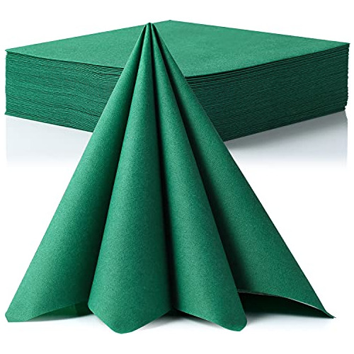 50 Pcs Servilletas De Papel Verdes Navidad Premium Gran...