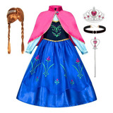Vestido De Princesa Anna Para Niñas Disfraz Frozen Cosplay Traje Fiesta Cumpleaños Navidad Halloween